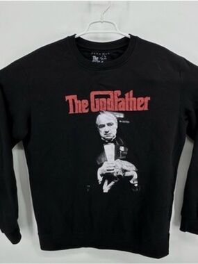 Zara Black Crewneck Sweater with Red 'The Godfather' Graphic